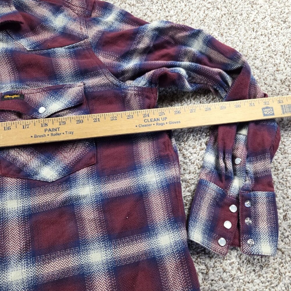 Wrangler Flannel Shirt Mens 2XL Long Sleeve Plaid Button Up Western Cowboy - Picture 3 of 5